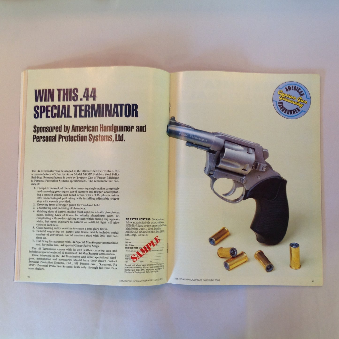 Vintage May/Jun 1984 American Handgunner Magazine IHMSA Matches Test Reports Stopping Power Revolver Vs African Game