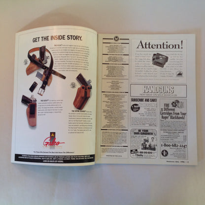 Vintage Apr 1996 Handguns Magazine Latest Smith & Wesson Magnums Concealed Carry .357 Magnum FBI .357 SIG Combat Training