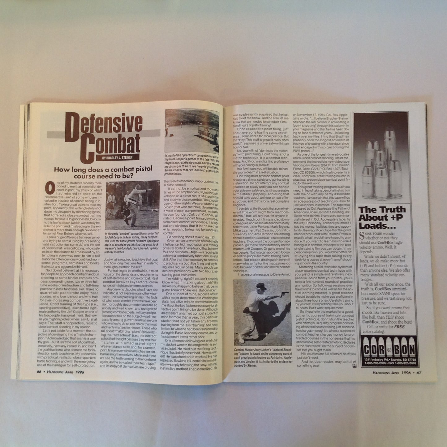 Vintage Apr 1996 Handguns Magazine Latest Smith & Wesson Magnums Concealed Carry .357 Magnum FBI .357 SIG Combat Training