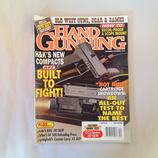 Vintage Nov/Dec 1997 Hand Gunning Magazine H&K New Compacts Hot Nine Recoil Proof Scope Mount