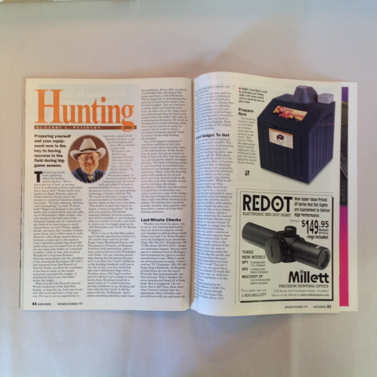 Vintage Nov/Dec 1997 Hand Gunning Magazine H&K New Compacts Hot Nine Recoil Proof Scope Mount