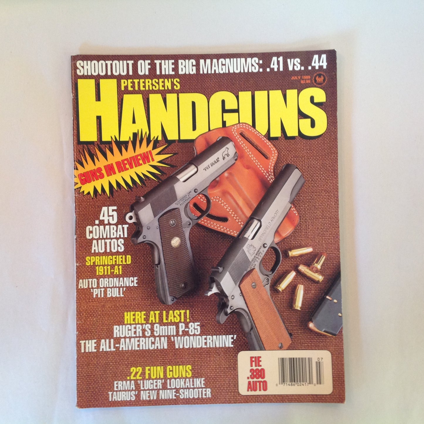 Vintage Jul 1989 Petersen's Handguns Magazine Guns In Review .45 Combat Autos Springfield 1911-A1
