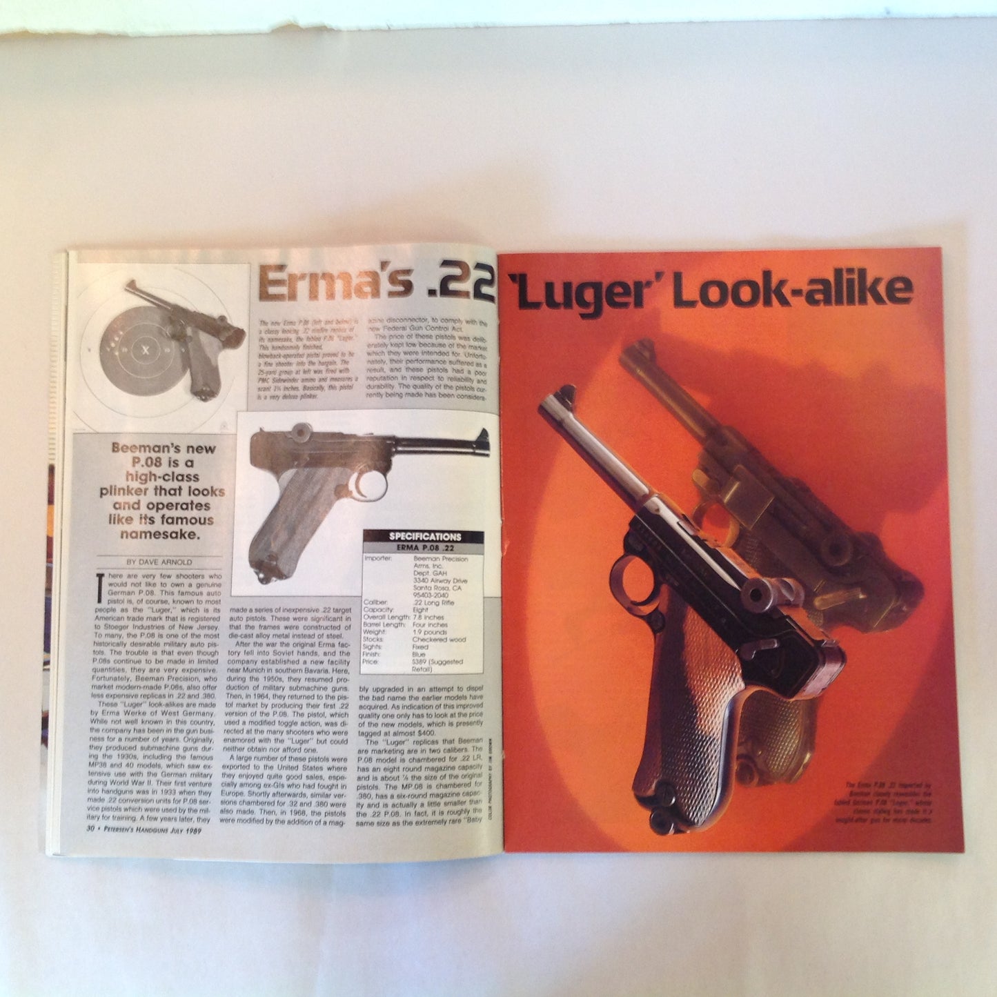 Vintage Jul 1989 Petersen's Handguns Magazine Guns In Review .45 Combat Autos Springfield 1911-A1