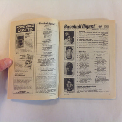 Vintage April 1988 Baseball Digest Magazine 1988 Forecast: Mets Vs. Yankees in World Series