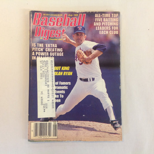 Vintage August 1989 Baseball Digest Magazine Strikeout King Nolan Ryan