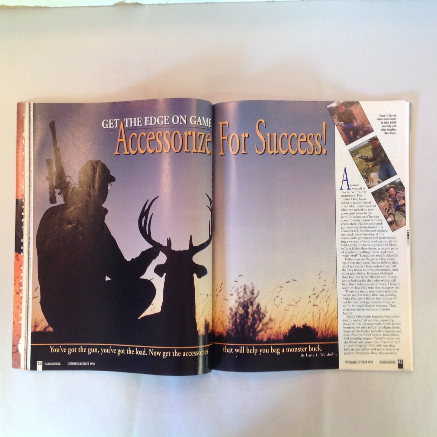 Vintage Sep/Oct 1993 Hand Gunning Magazine Ultimate .44 50 .45-70 Loads For Big Game Gear For Deer Hunting
