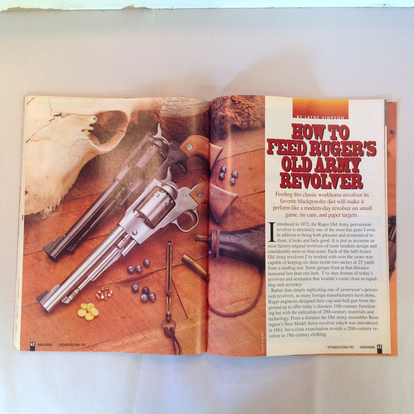 Vintage Sep/Oct 1993 Hand Gunning Magazine Ultimate .44 50 .45-70 Loads For Big Game Gear For Deer Hunting