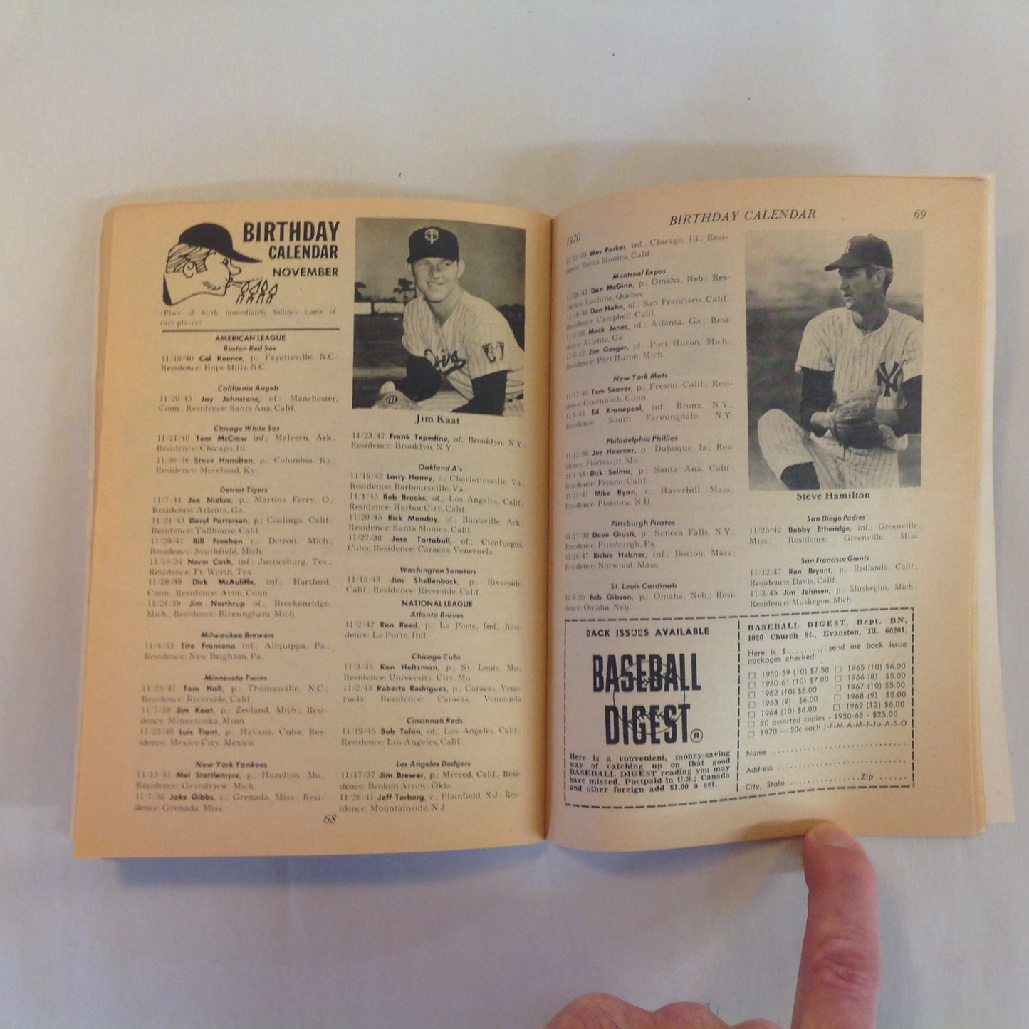 Vintage November 1970 Baseball Digest Magazine Profile on Johnny Bench