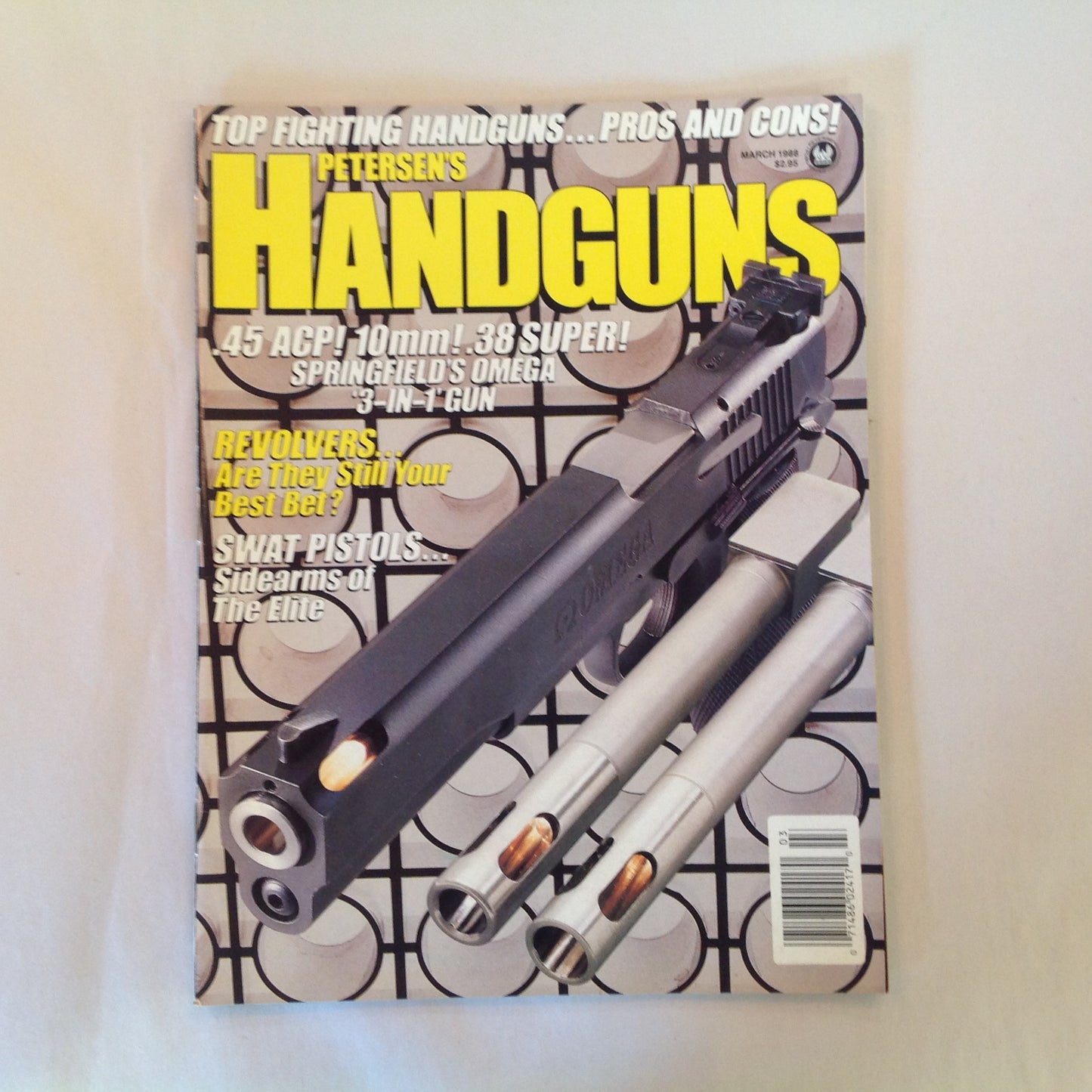 Vintage Mar 1988 Petersen's Handguns .45 ACP Revolvers SWAT Pistols