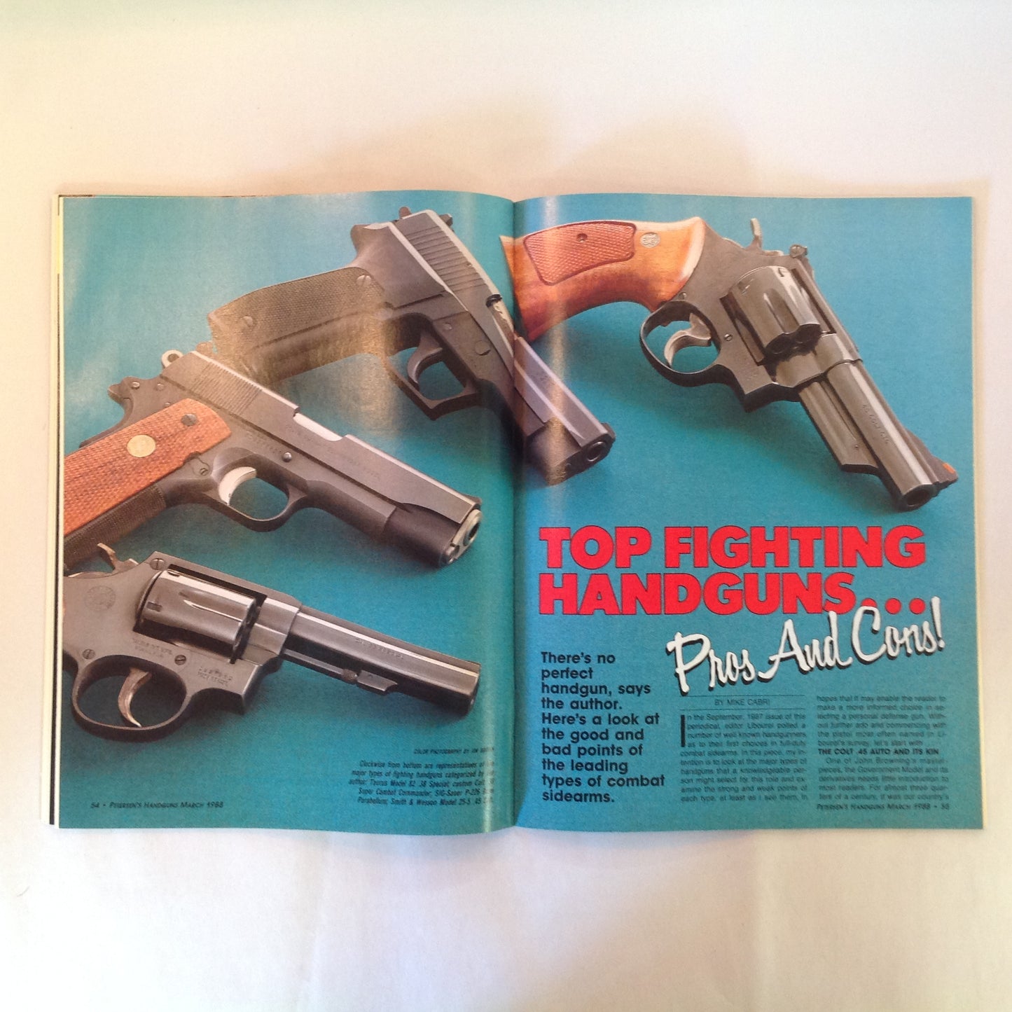 Vintage Mar 1988 Petersen's Handguns .45 ACP Revolvers SWAT Pistols