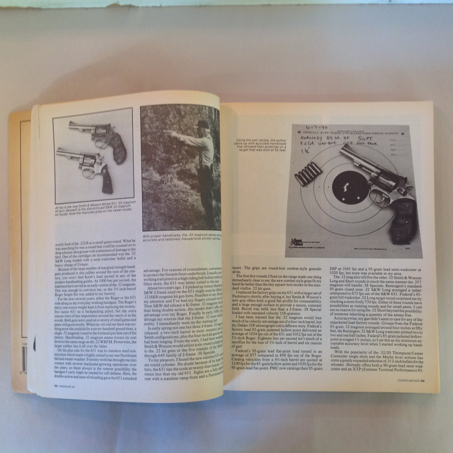 Vintage 1992 Trade Paperback Handguns '92 4th Edition Jack Lewis