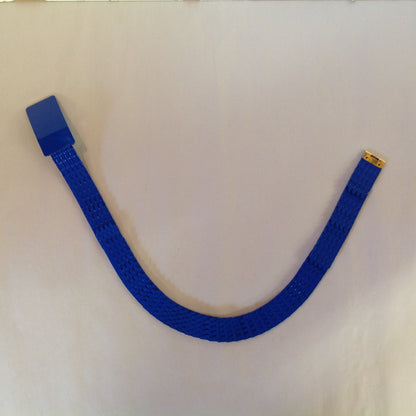 Vintage 1980's NOS Blue Metal Snake Fish Chainmail Nylon Stretch Belt