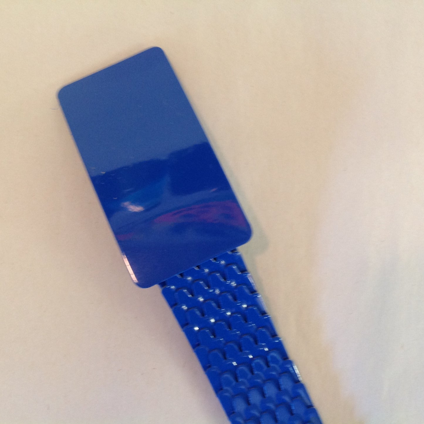 Vintage 1980's NOS Blue Metal Snake Fish Chainmail Nylon Stretch Belt