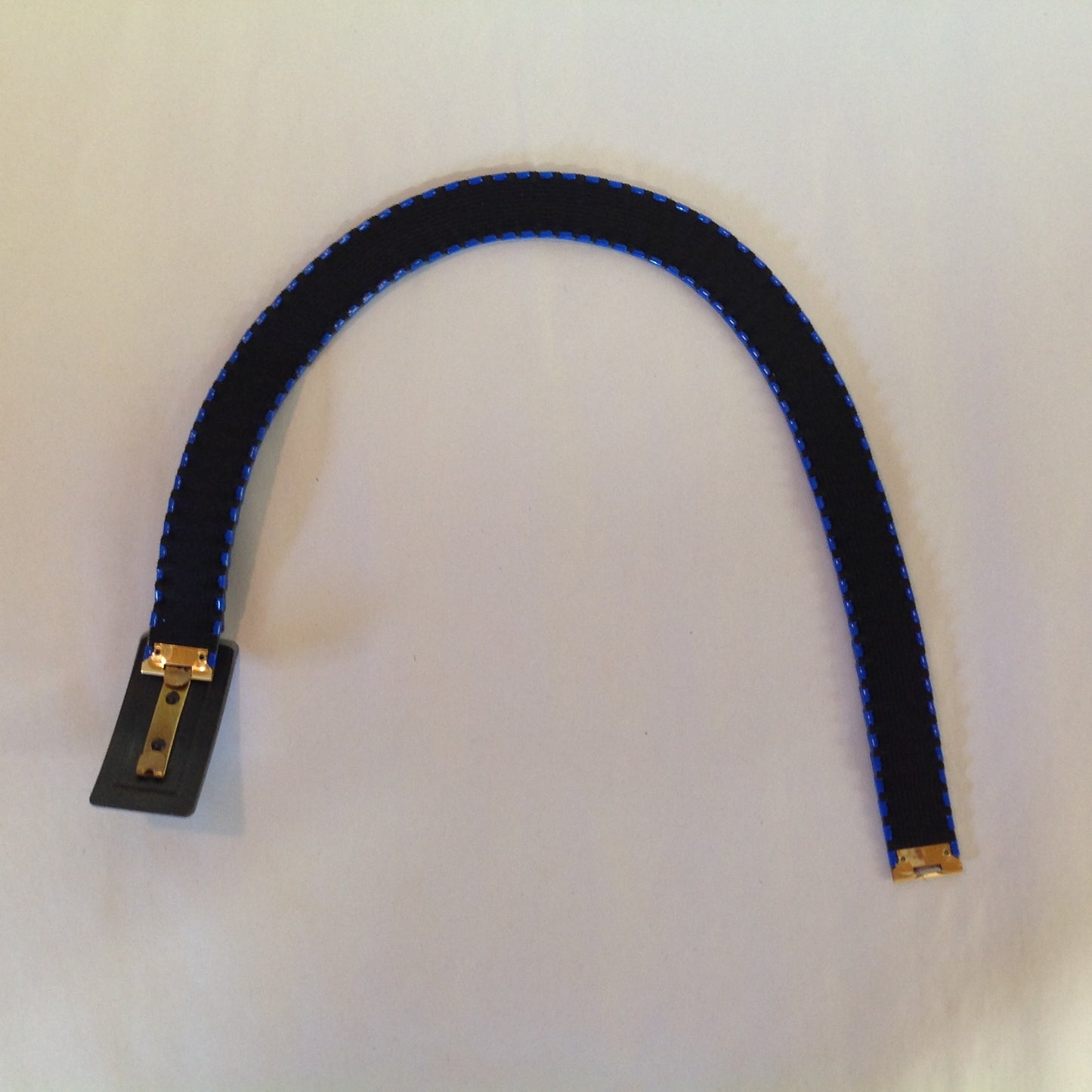 Vintage 1980's NOS Blue Metal Snake Fish Chainmail Nylon Stretch Belt