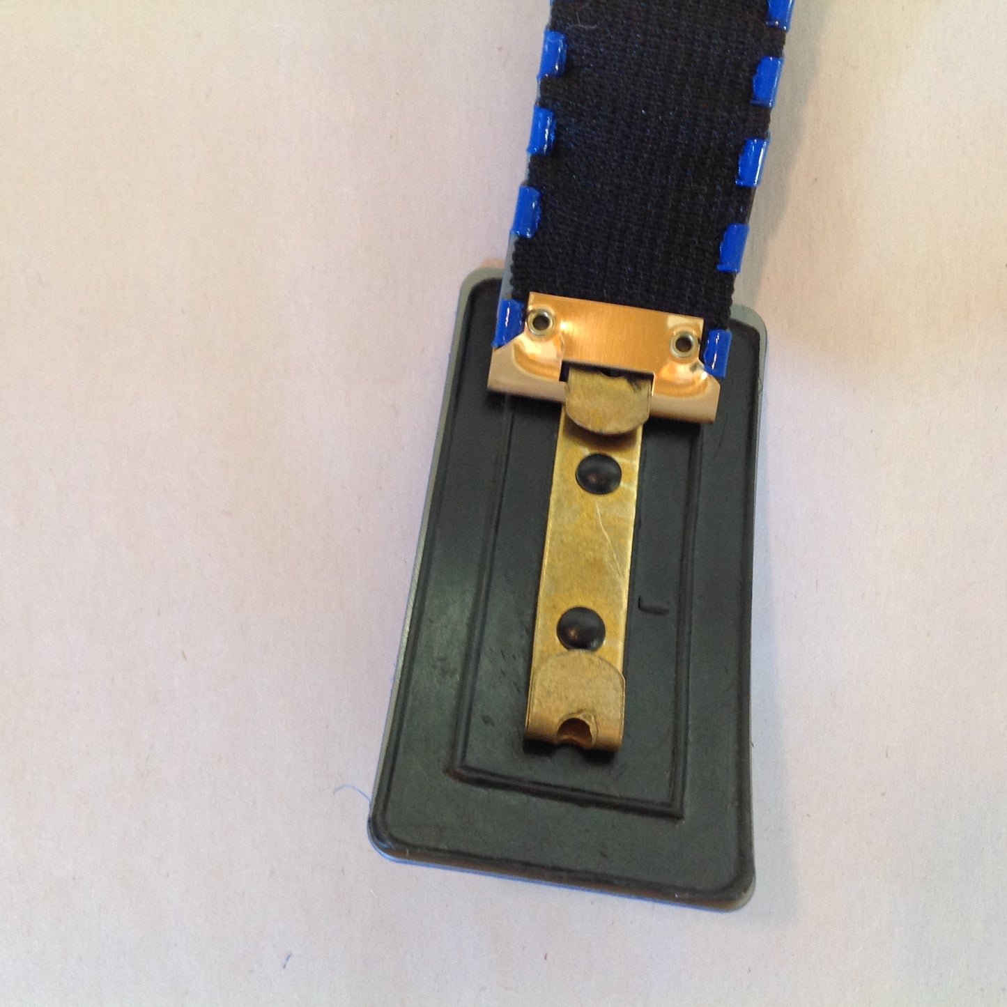 Vintage 1980's NOS Blue Metal Snake Fish Chainmail Nylon Stretch Belt