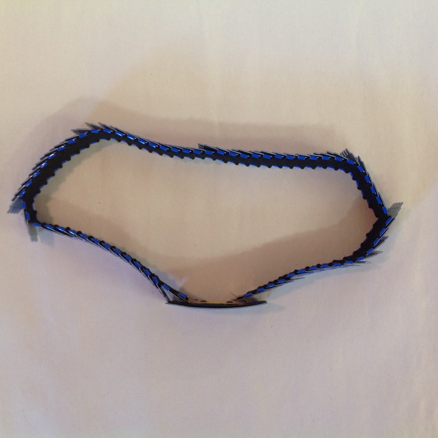 Vintage 1980's NOS Blue Metal Snake Fish Chainmail Nylon Stretch Belt