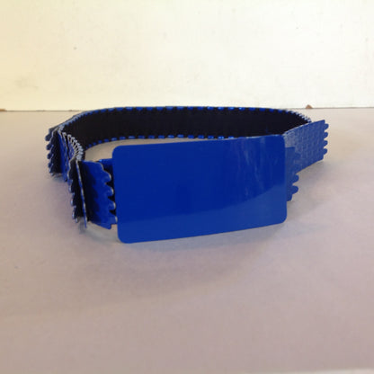Vintage 1980's NOS Blue Metal Snake Fish Chainmail Nylon Stretch Belt