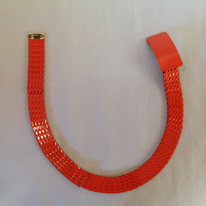 Vintage 1980's NOS Orange Metal Snake Fish Chainmail Nylon Stretch Belt