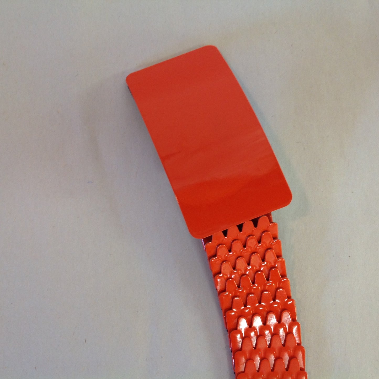 Vintage 1980's NOS Orange Metal Snake Fish Chainmail Nylon Stretch Belt