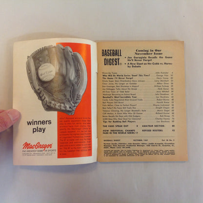 Vintage October 1969 Baseball Digest Magazine World Series Blunders - Baseball's Most Incredible Year