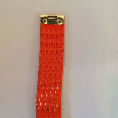 Vintage 1980's NOS Orange Metal Snake Fish Chainmail Nylon Stretch Belt