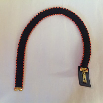 Vintage 1980's NOS Orange Metal Snake Fish Chainmail Nylon Stretch Belt