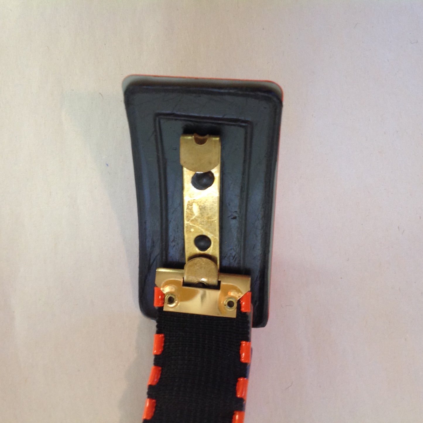 Vintage 1980's NOS Orange Metal Snake Fish Chainmail Nylon Stretch Belt