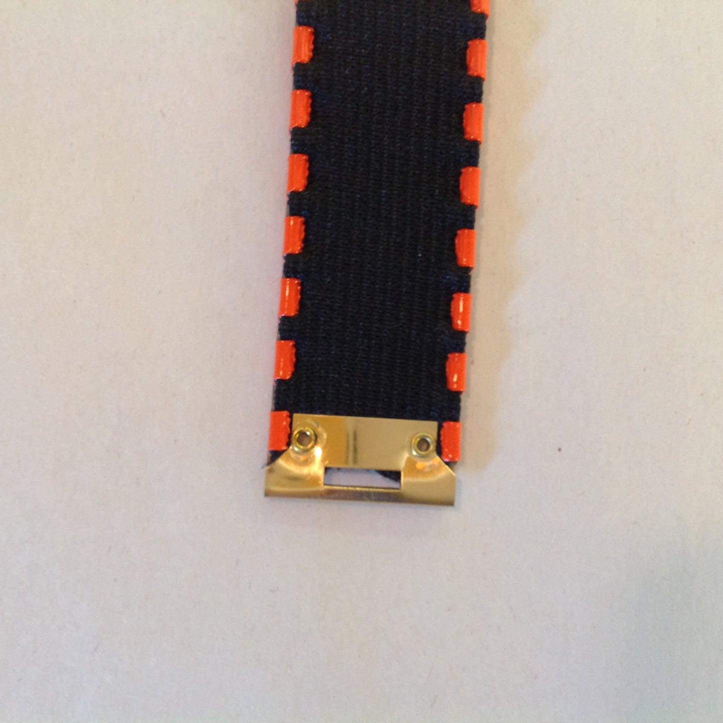 Vintage 1980's NOS Orange Metal Snake Fish Chainmail Nylon Stretch Belt