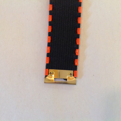 Vintage 1980's NOS Orange Metal Snake Fish Chainmail Nylon Stretch Belt