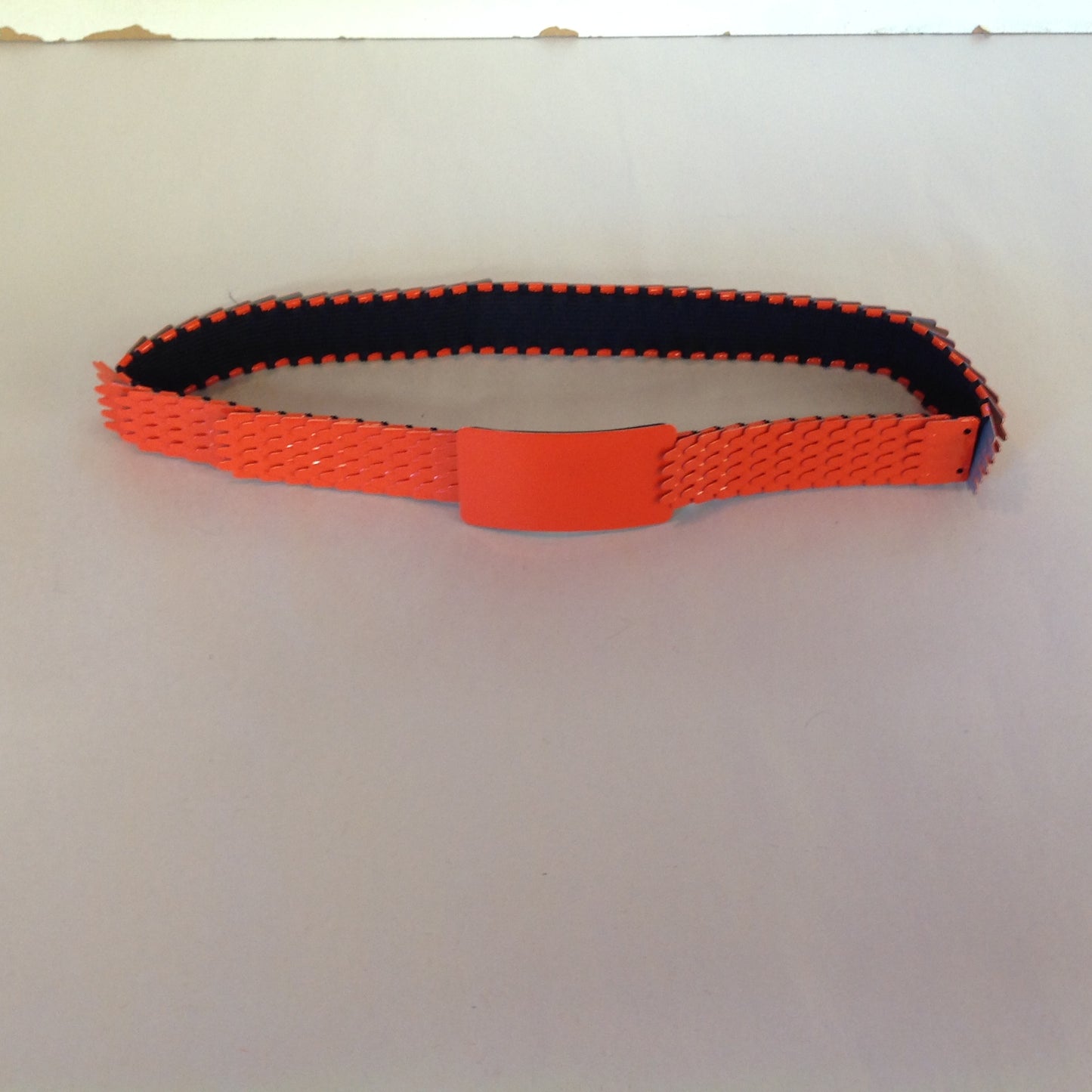 Vintage 1980's NOS Orange Metal Snake Fish Chainmail Nylon Stretch Belt