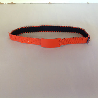 Vintage 1980's NOS Orange Metal Snake Fish Chainmail Nylon Stretch Belt