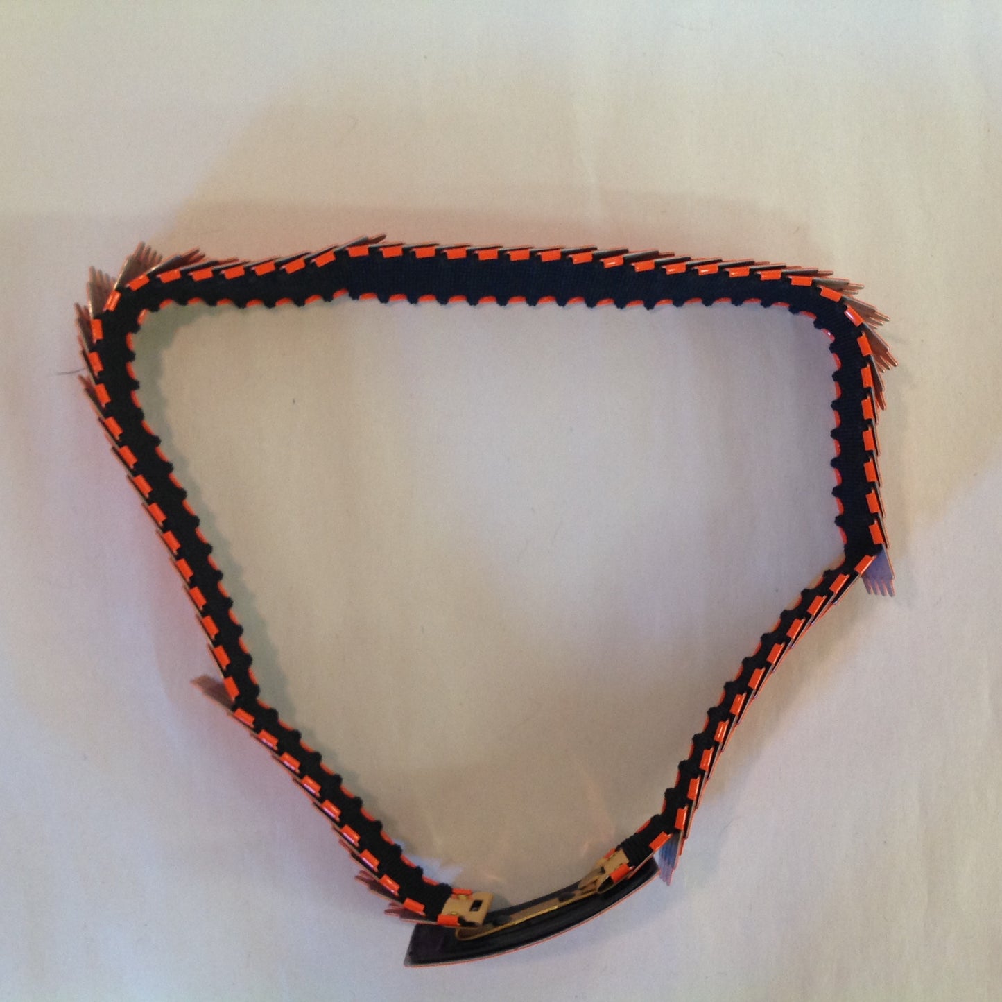 Vintage 1980's NOS Orange Metal Snake Fish Chainmail Nylon Stretch Belt