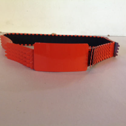 Vintage 1980's NOS Orange Metal Snake Fish Chainmail Nylon Stretch Belt