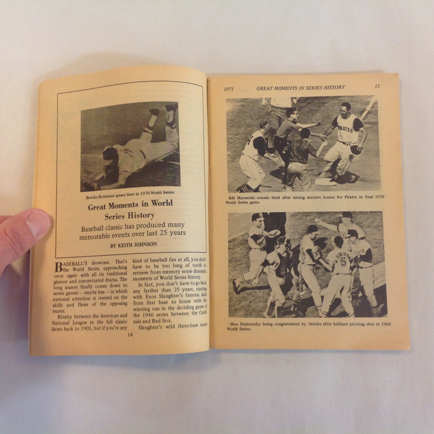 Vintage October 1971 Baseball Digest Magazine Great Moments in World Series History