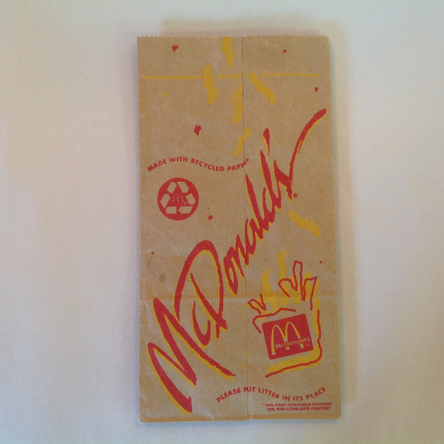 Vintage 1995 McDonald's Bill Elliott Racing Team Gear NASCAR 94 Paper Meal Bag