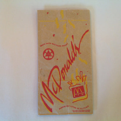 Vintage 1995 McDonald's Bill Elliott Racing Team Gear NASCAR 94 Paper Meal Bag
