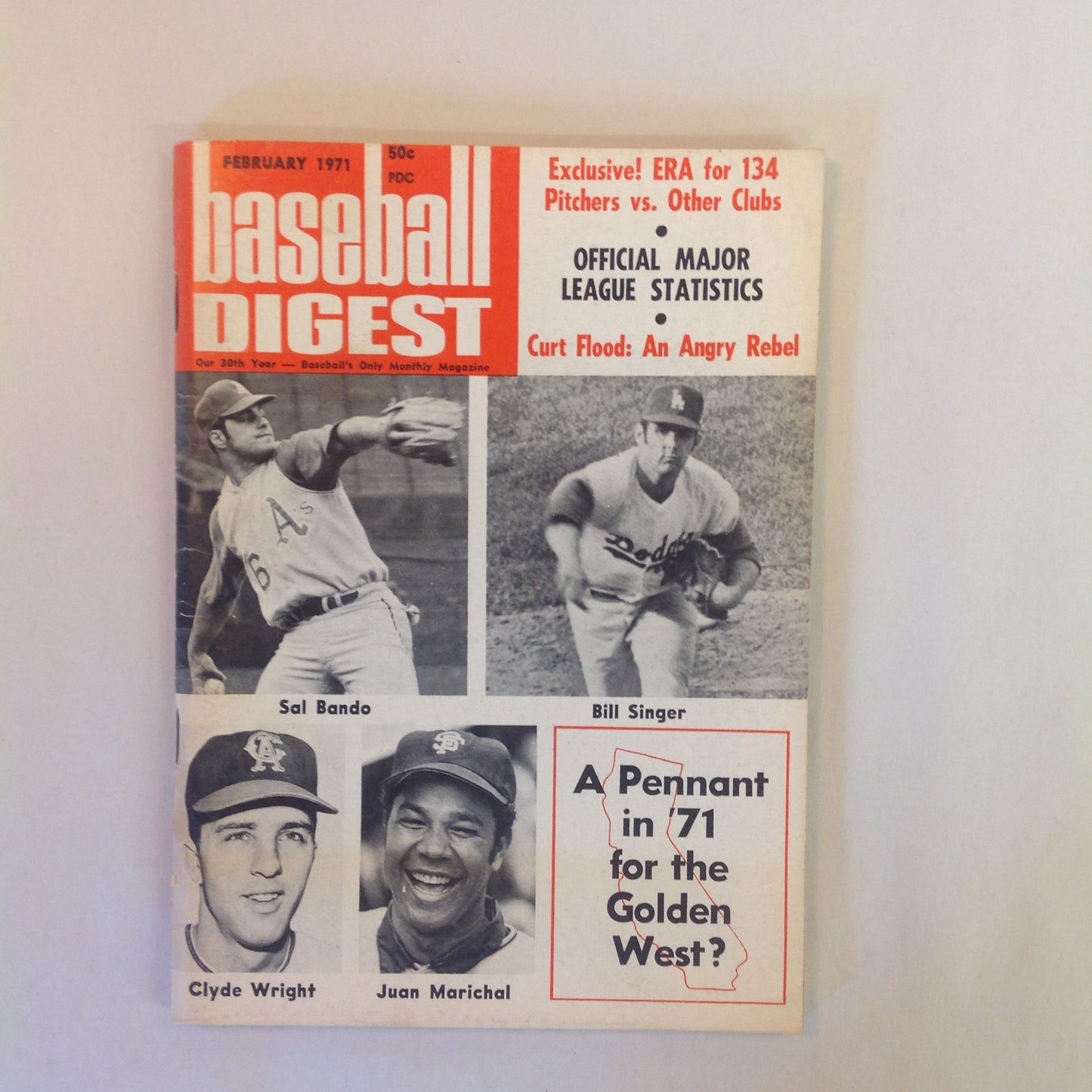 Vintage February 1971 Baseball Digest Magazine A Pennant in '71 For the Golden West?