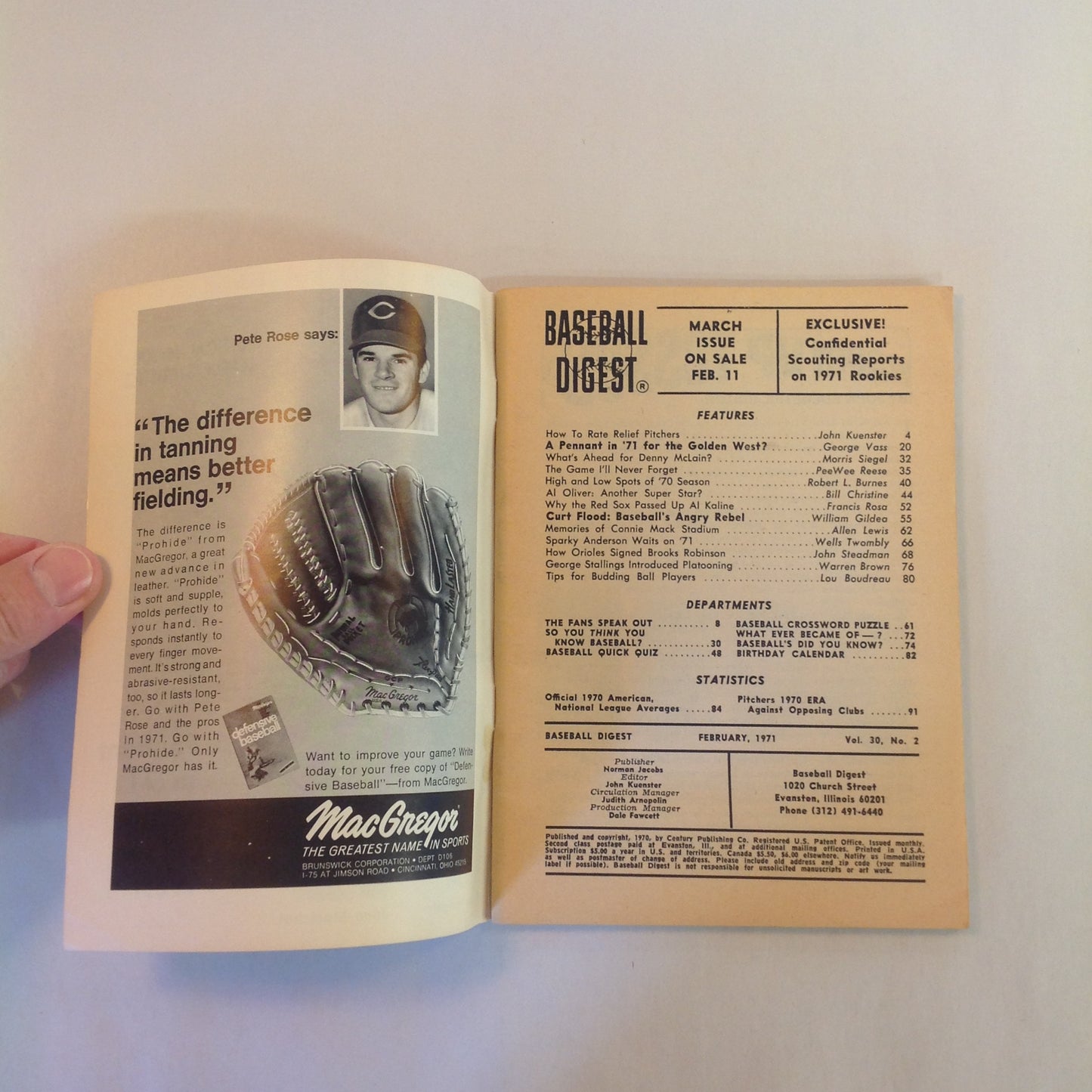 Vintage February 1971 Baseball Digest Magazine A Pennant in '71 For the Golden West?