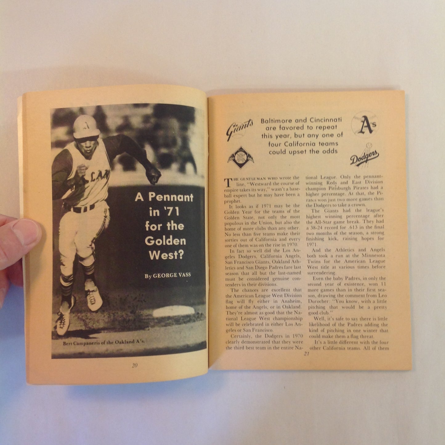 Vintage February 1971 Baseball Digest Magazine A Pennant in '71 For the Golden West?