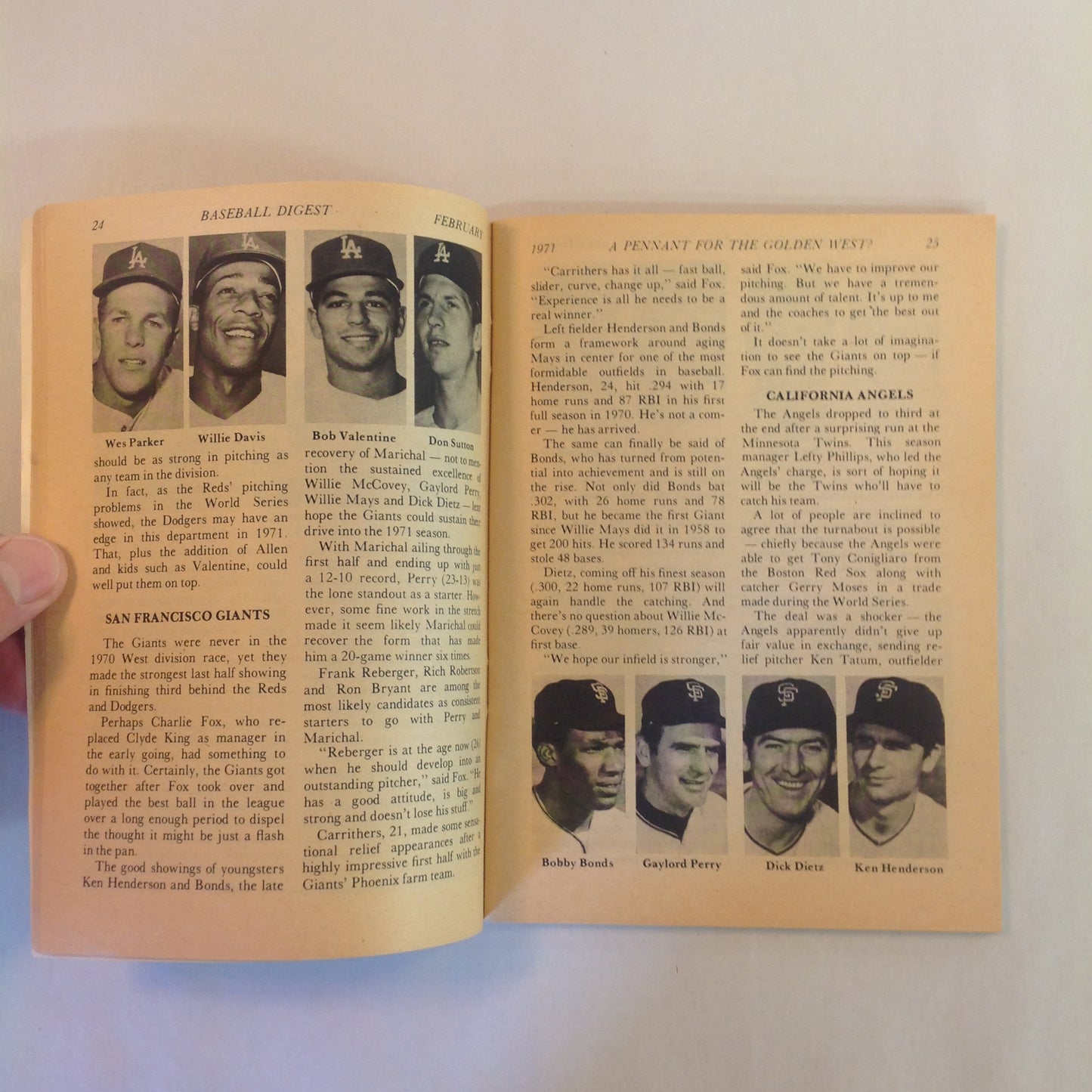 Vintage February 1971 Baseball Digest Magazine A Pennant in '71 For the Golden West?