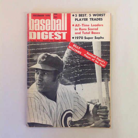 Vintage December 1970 Baseball Digest Magazine Billy Williams: Baseball Digest's Player of the Year