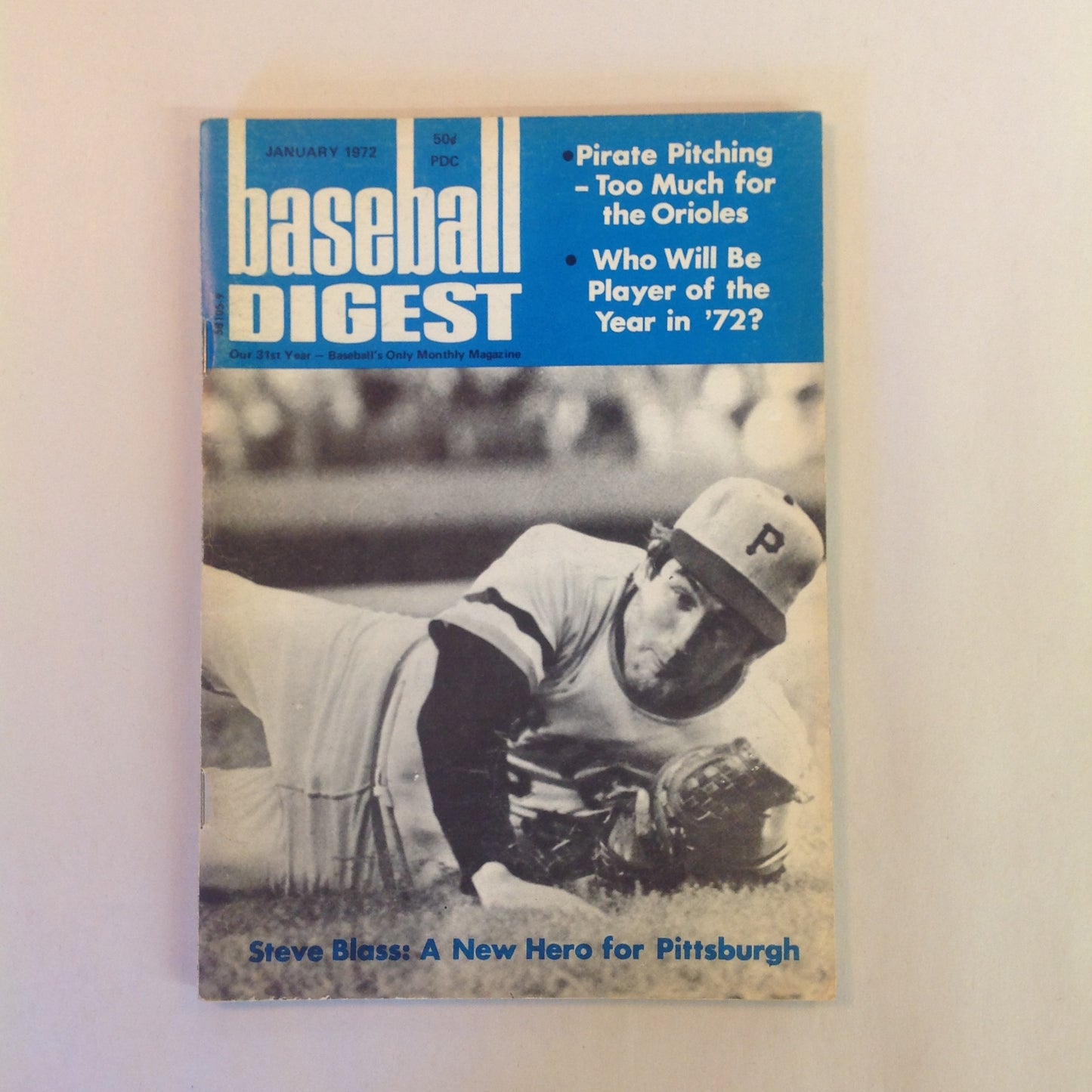 Vintage Jan 1972 Baseball Digest Magazine Steve Blass: New Hero for Pittsburgh