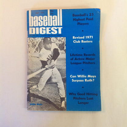 Vintage May 1971 Baseball Digest Magazine Can Willie Mays Surpass Babe Ruth?