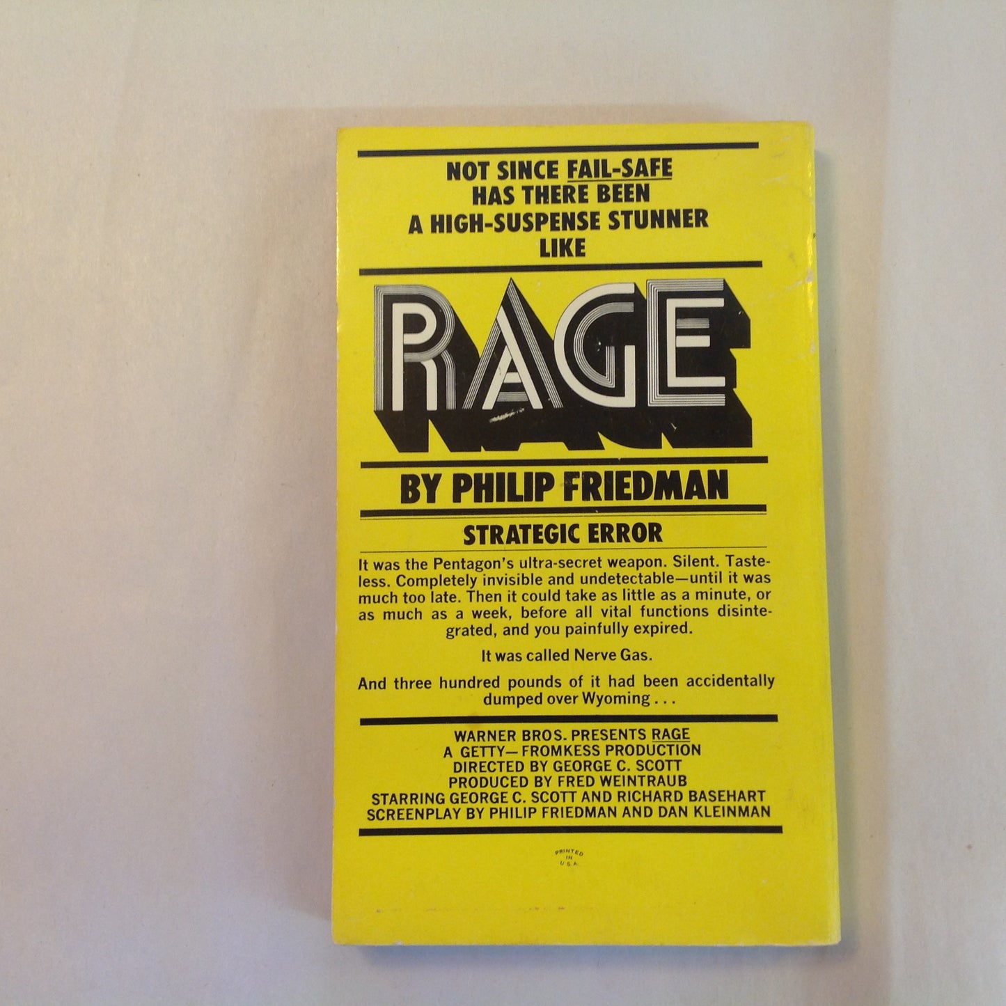 Vintage 1975 Mass Market Paperback RAGE Philip Friedman Movie Novelization