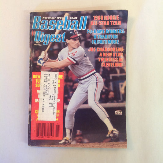 Vintage Nov 1980 Baseball Digest Magazine Joe Charboneau: A New Star Twinkles in Cleveland