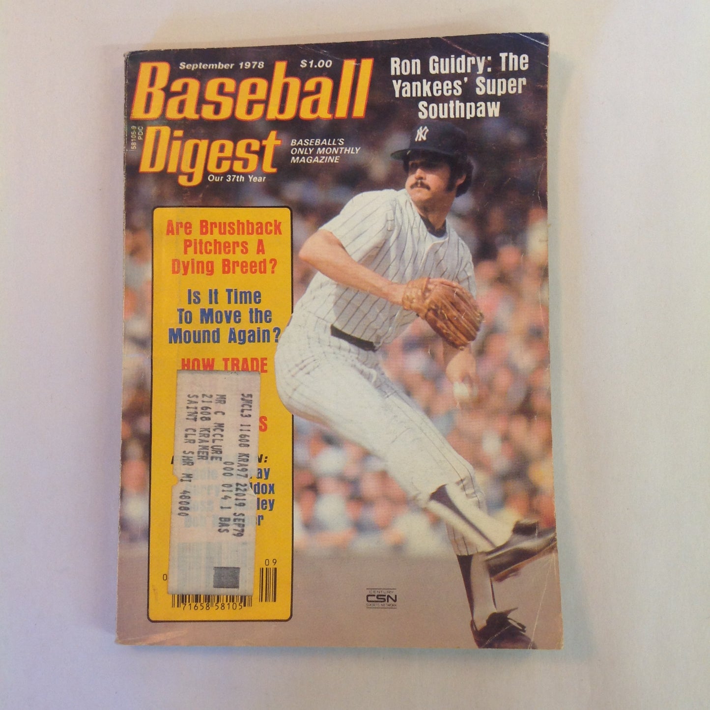 Vintage Sep 1978 Baseball Digest Magazine Ron Guidry: The Yankees' Super Southpaw