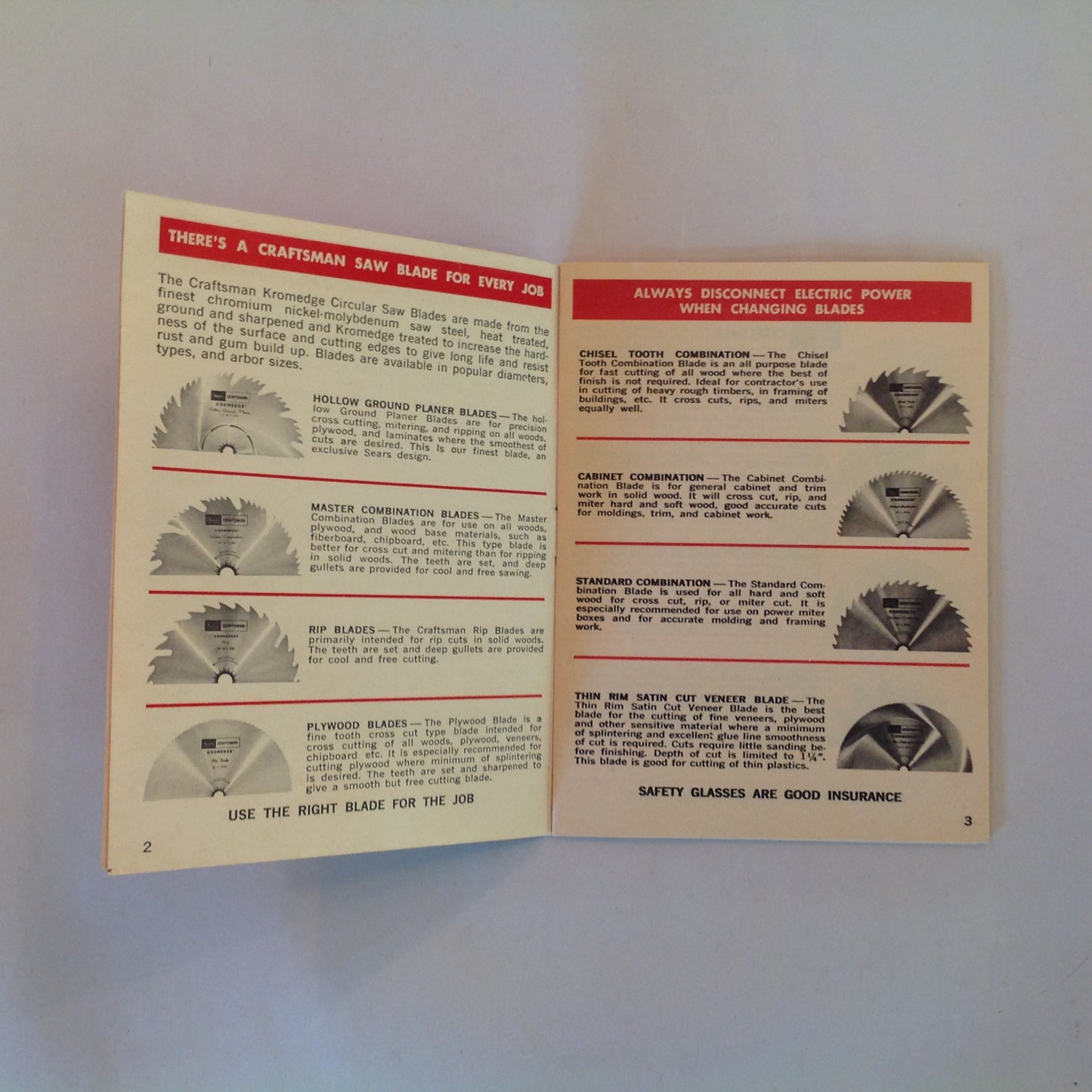 Vintage 1975 Sears Craftsman Handbook of Circular Saw Blade &Power Tool Accessories