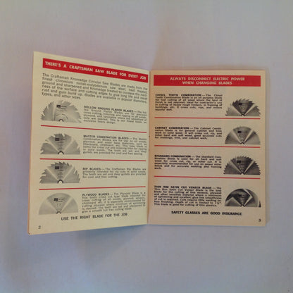 Vintage 1975 Sears Craftsman Handbook of Circular Saw Blade &Power Tool Accessories