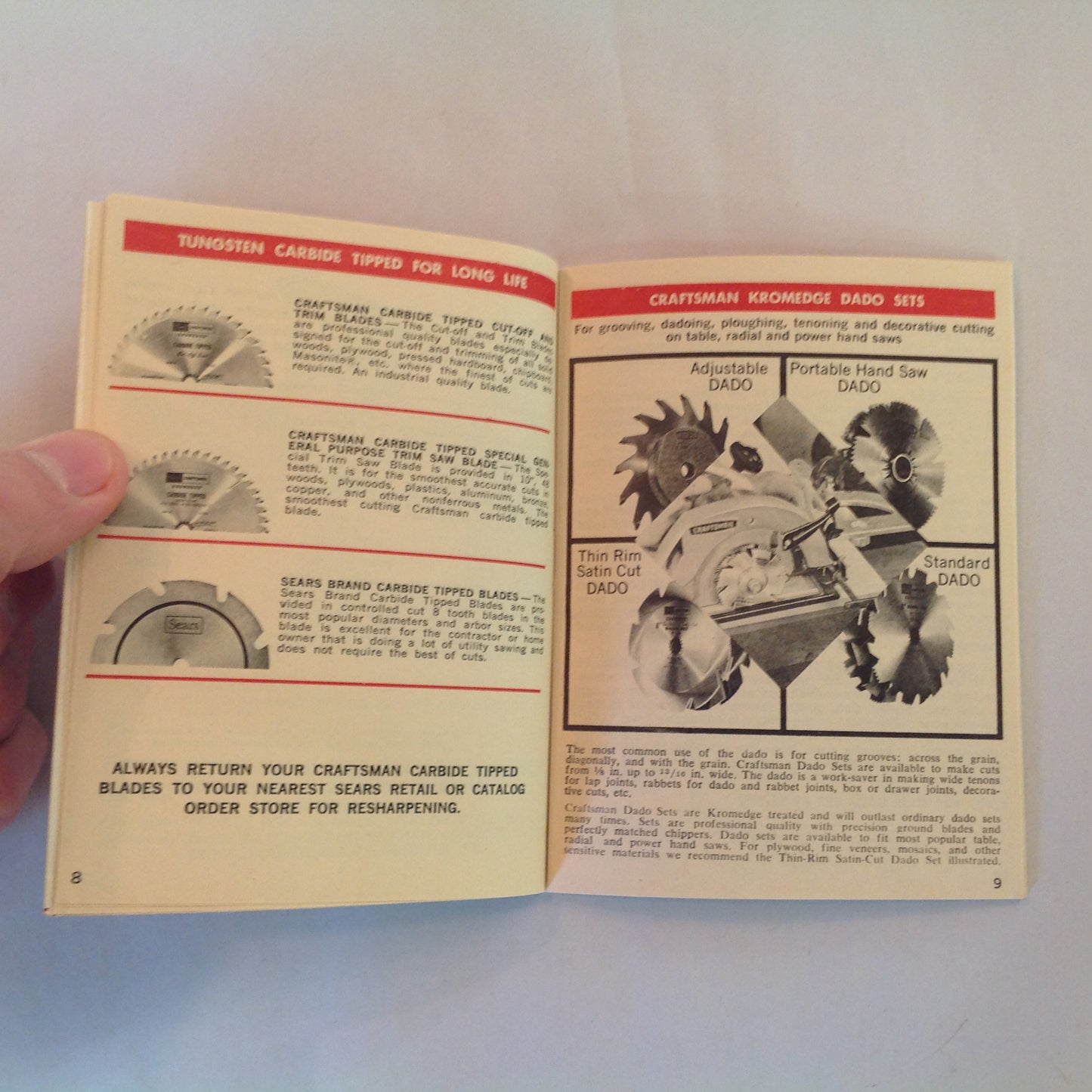 Vintage 1975 Sears Craftsman Handbook of Circular Saw Blade &Power Tool Accessories