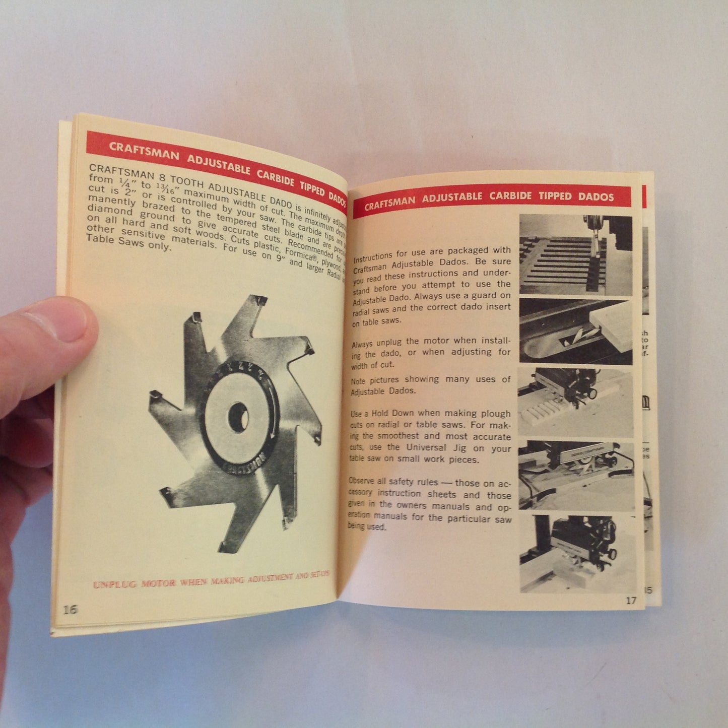 Vintage 1975 Sears Craftsman Handbook of Circular Saw Blade &Power Tool Accessories